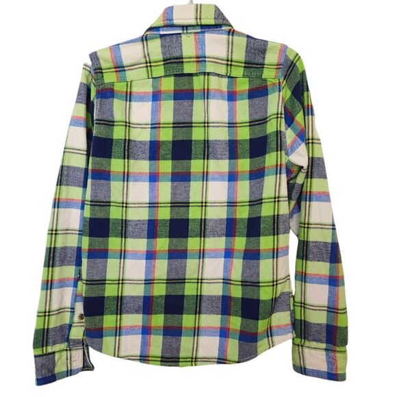 Abercrombie and Fitch green plaid flannel button down shirt Small - Picture 2 of 8